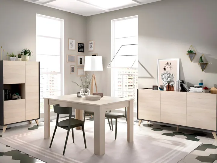 Credenza 155x75h cm 3 ante moderna ante rovere grafite Elmer