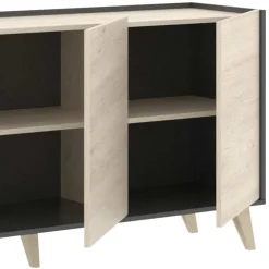 Credenza 155x75h cm 3 ante moderna ante rovere grafite Elmer