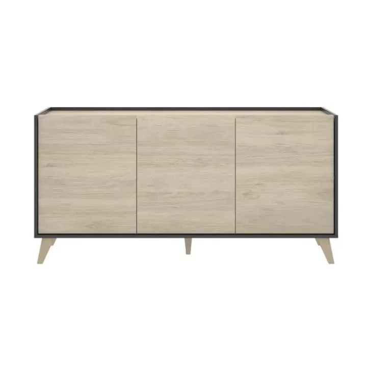 Credenza 155x75h cm 3 ante moderna ante rovere grafite Elmer