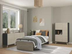 Credenza 155x75h cm 3 ante moderna ante rovere grafite Elmer
