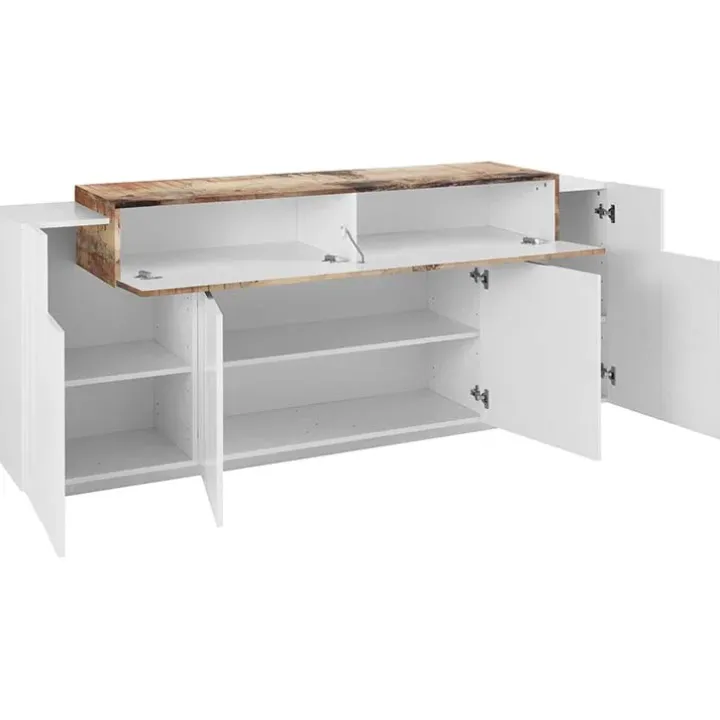 Credenza 200x86h cm 4 ante moderna bianco lucido pero Milos Gihome®
