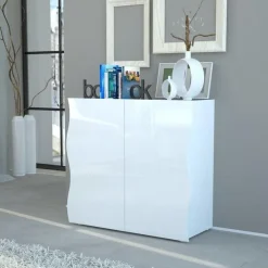 Credenza 90x81h cm 2 ante moderna bianco lucido Sea Gihome®