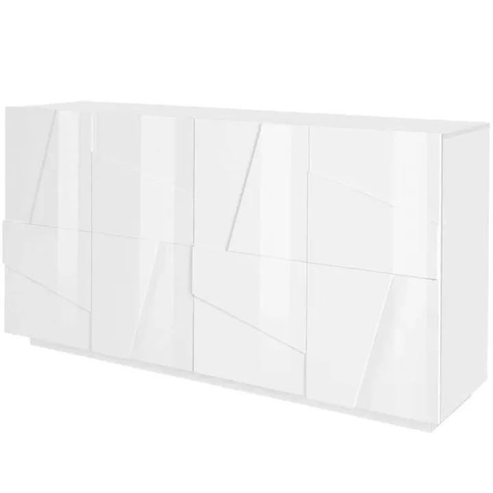 Credenza 163x86h cm 4 ante moderna bianco lucido Zenzero Gihome®