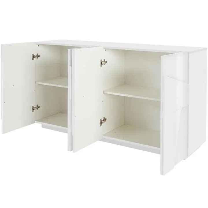 Credenza 163x86h cm 4 ante moderna bianco lucido Zenzero Gihome®