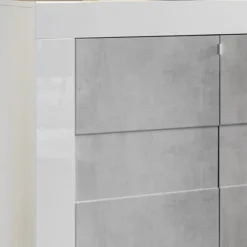 Credenza 138x84h cm 3 ante moderna bianco lucido cemento Easy