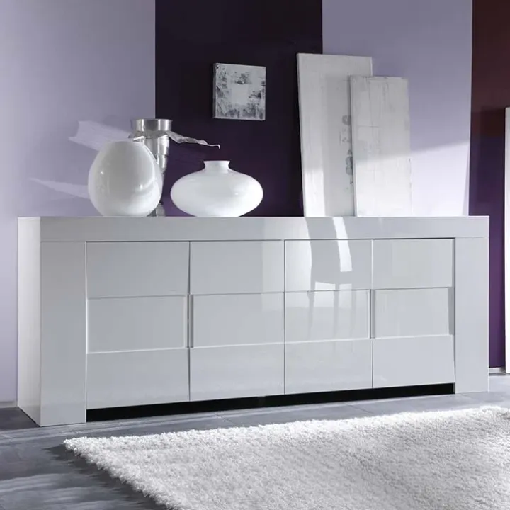 Credenza 210x84h cm 4 ante moderna design bianco lucido Eos