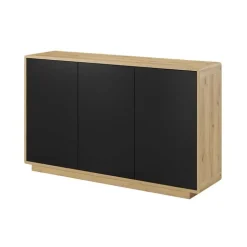 Credenza 160x75h cm 3 ante moderna nero opaco rovere Esmond