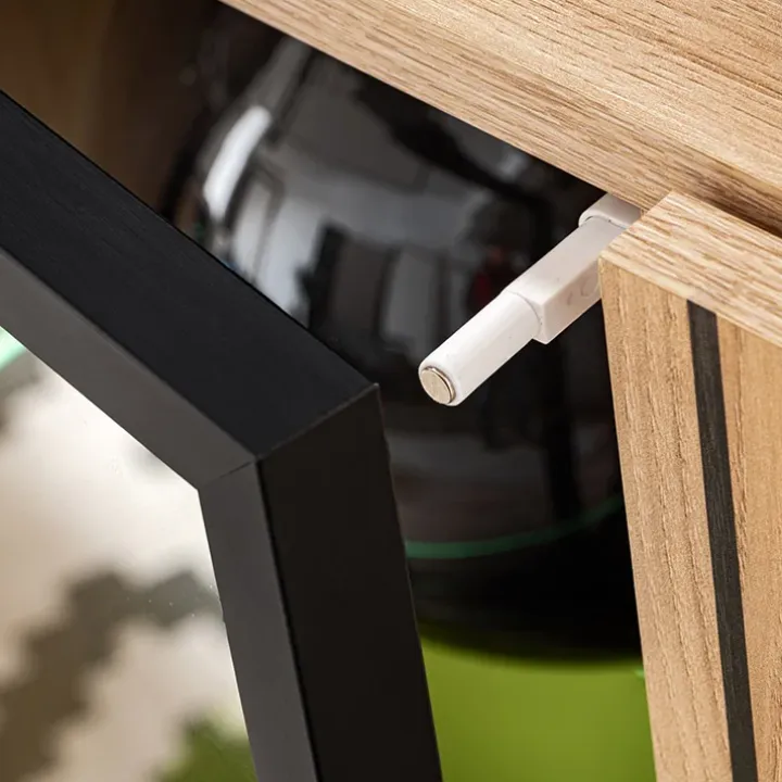 Credenza 90x102h cm 2 ante moderna noce con stampa nera Mendes