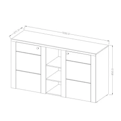 Credenza 155x85h cm 2 ante moderna pino bianco rovere Paloma 2