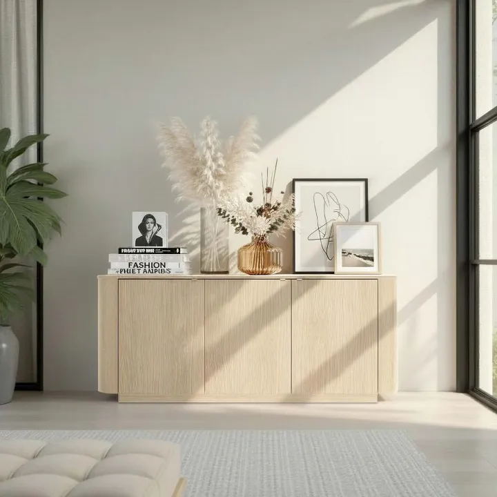 Credenza 180x76h cm 3 ante moderna rovere Alba