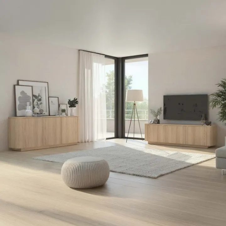 Credenza 180x76h cm 3 ante moderna rovere Alba