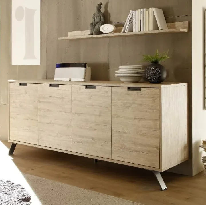 Credenza 206x86h cm 4 ante moderna sherwook oak Juvena