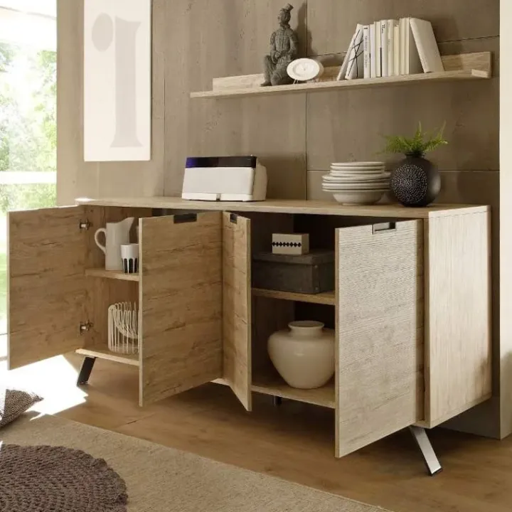 Credenza 206x86h cm 4 ante moderna sherwook oak Juvena