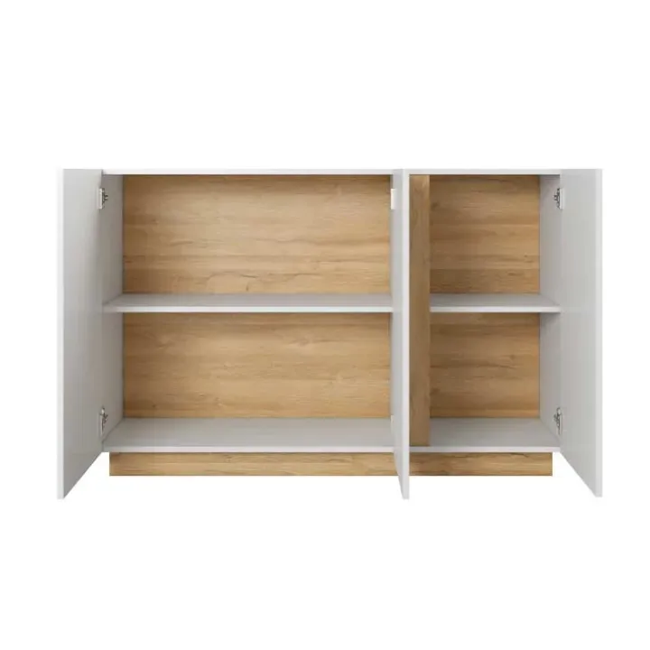 Credenza 138x91h cm 3 ante moderna soggiorno bianco rovere Noa Gihome®