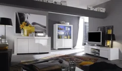 Credenza 162x82h cm 3 ante moderna soggiorno bianco lucido Essential