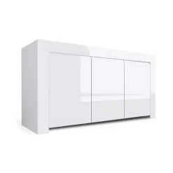 Credenza 162x82h cm 3 ante moderna soggiorno bianco lucido Essential