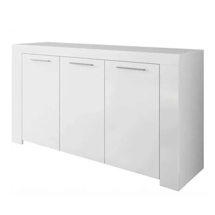 Credenza 144x80h cm 3 ante moderna soggiorno bianco opaco Creta