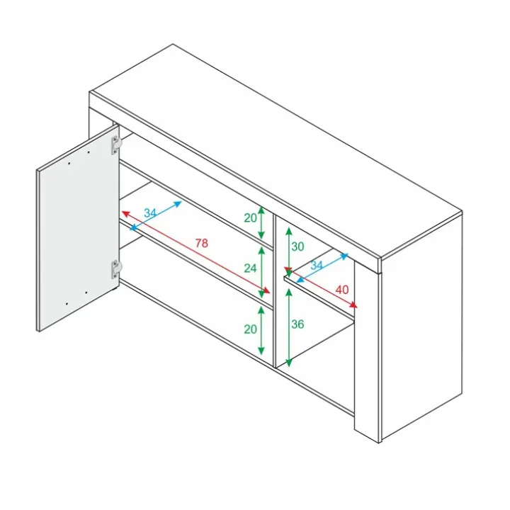 Credenza 144x80h cm 3 ante moderna soggiorno bianco opaco Creta