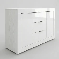 Credenza 120x80h cm 3 cassetti 2 ante bianco lucido Chanel Gihome®