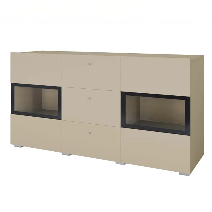 Credenza 132x70h cm 3 cassetti 2 ante beige cashmere Emotion Gihome®