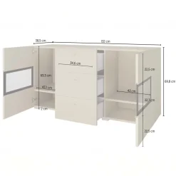 Credenza 132x70h cm 3 cassetti 2 ante beige cashmere Emotion Gihome®