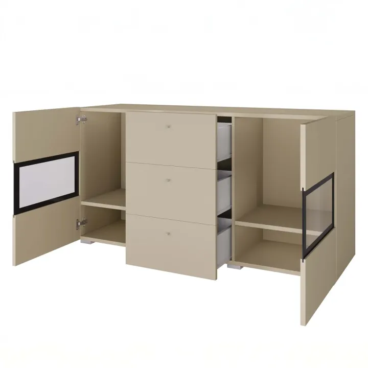 Credenza 132x70h cm 3 cassetti 2 ante beige cashmere Emotion Gihome®