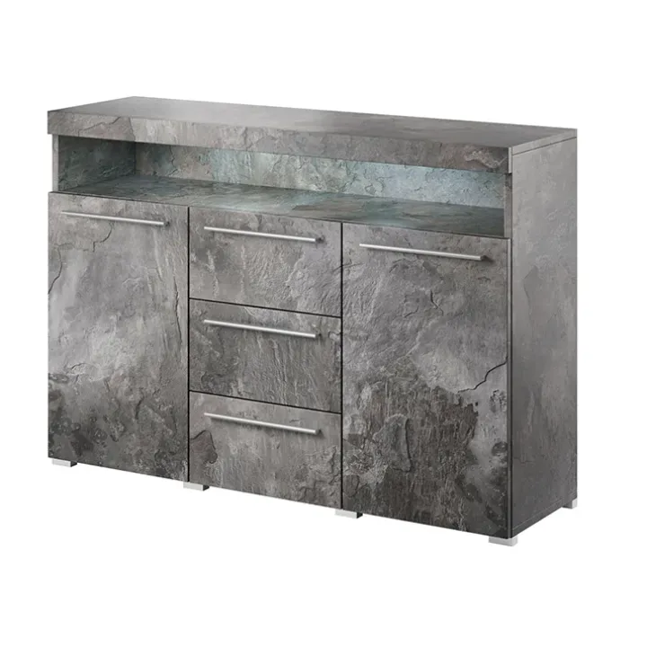 Credenza 132x92h cm 3 cassetti 2 ante soggiorno ossido Frisk