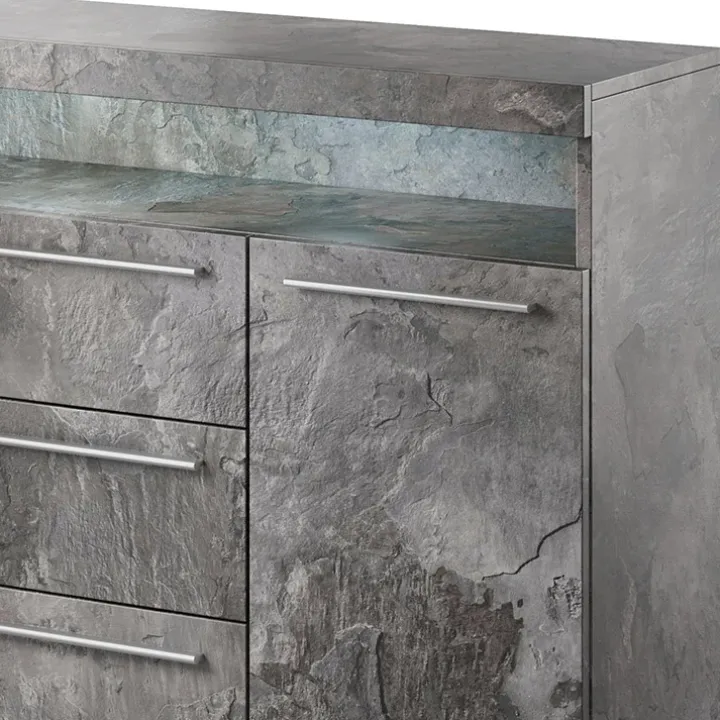 Credenza 132x92h cm 3 cassetti 2 ante soggiorno ossido Frisk