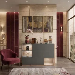 Credenza 120x77h cm moderna soggiorno rovere antracite Oviedo Gihome®