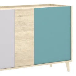Credenza 180x75h cm soggiorno rovere grigio bianco petrolio Dominic