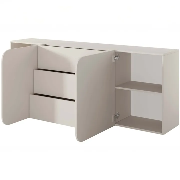 Credenza 180x70h cm sospesa 2 ante 3 cassetti beige Volia