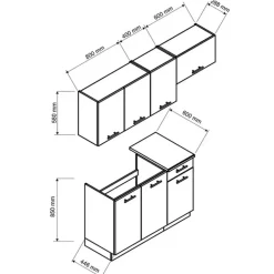 Cucina lineare 180cm completa componibile moderna antracite Dalia