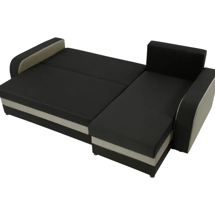 Divano angolare letto reversibile 238x147cm 3 posti grigio nero Flow