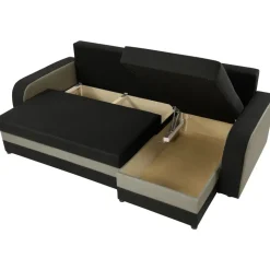 Divano angolare letto reversibile 238x147cm 3 posti grigio nero Flow