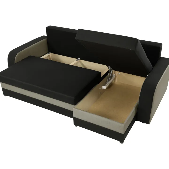 Divano angolare letto reversibile 238x147cm 3 posti grigio nero Flow
