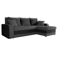Divano angolare letto reversibile 238x147cm 3 posti grigio scuro nero Flow