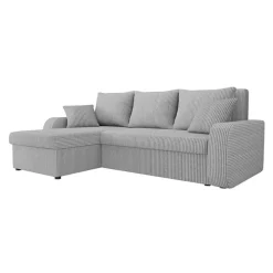 Divano angolare letto reversibile 238x147cm 3 posti velluto a coste grigio Flow