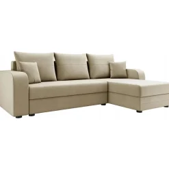 Divano angolare letto reversibile 237x139cm 3 posti matrimoniale angolare beige Flow