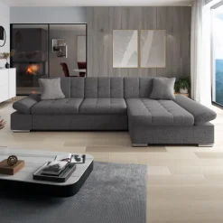 Divano con angolo a destra 4 posti 278x161cm grigio Artemio