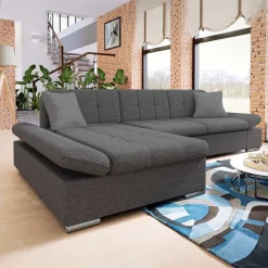 Divano con angolo a sinistra 4 posti 278x161cm grigio Artemio