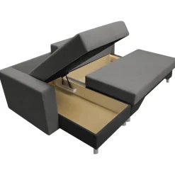 Divano letto angolare destra 3 posti 215cm grigio scuro e chiaro Aureliano