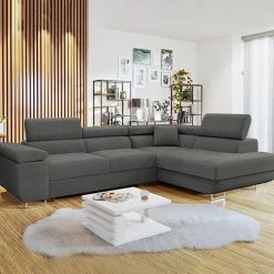 Divano letto angolare destra imbottito 274x203cm grigio Bormio