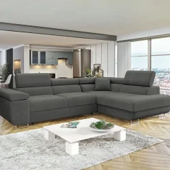 Divano letto angolare destra imbottito 274x203cm grigio Bormio