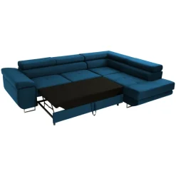 Divano letto angolare destra imbottito 274x203cm blu Bormio