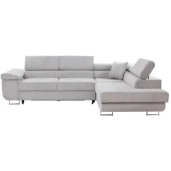 Divano letto angolare destra imbottito 274x203cm velluto a coste grigio Bormio