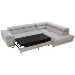 Divano letto angolare destra imbottito 274x203cm velluto a coste grigio Bormio