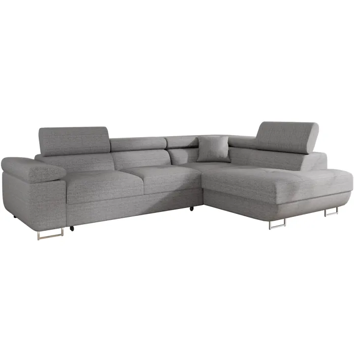 Divano letto angolare destra 4 posti 274x203cm imbottito grigio Bormio