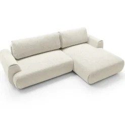 Divano letto angolare destra 3 posti 270x167cm tessuto bianco Cloudify