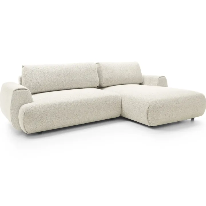 Divano letto angolare destra 3 posti 270x167cm tessuto bianco Cloudify