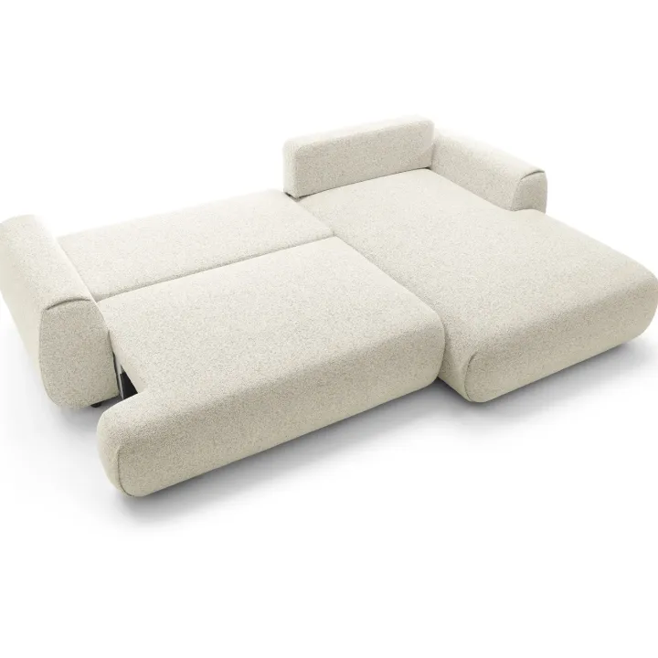 Divano letto angolare destra 3 posti 270x167cm tessuto bianco Cloudify